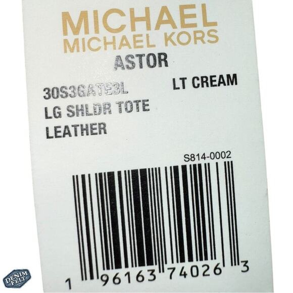 MICHAEL_KORS Light Cream Astor Large Studded Leather Tote Bag/Shoulder Purse NEW - Picture 15 of 16